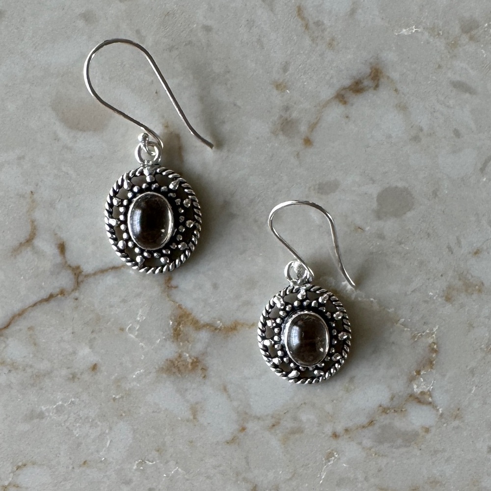 NWOT Sundance Terra Earrings, Smoky Quartz, Sterling Silver